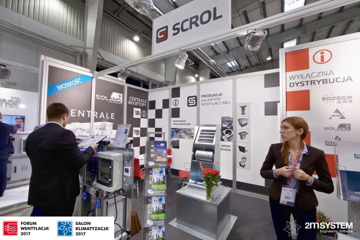 Scrol stand with Solano air handling units and ventilation fittings at Forum Wentylacja 2017