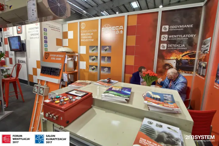 Sodeca smoke-extraction and CO/LPG detection display on the Scrol stand at Forum Wentylacja 2017