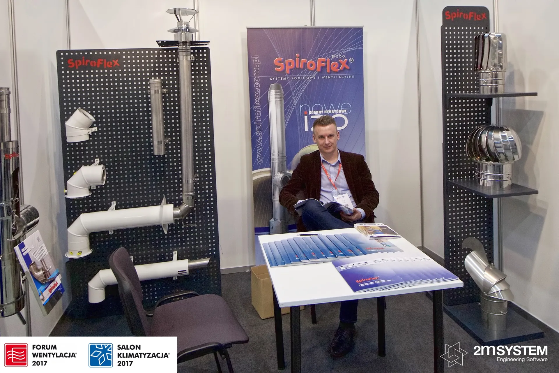SpiroFlex flue display boards with rotating chimney cowls at Forum Wentylacja 2017