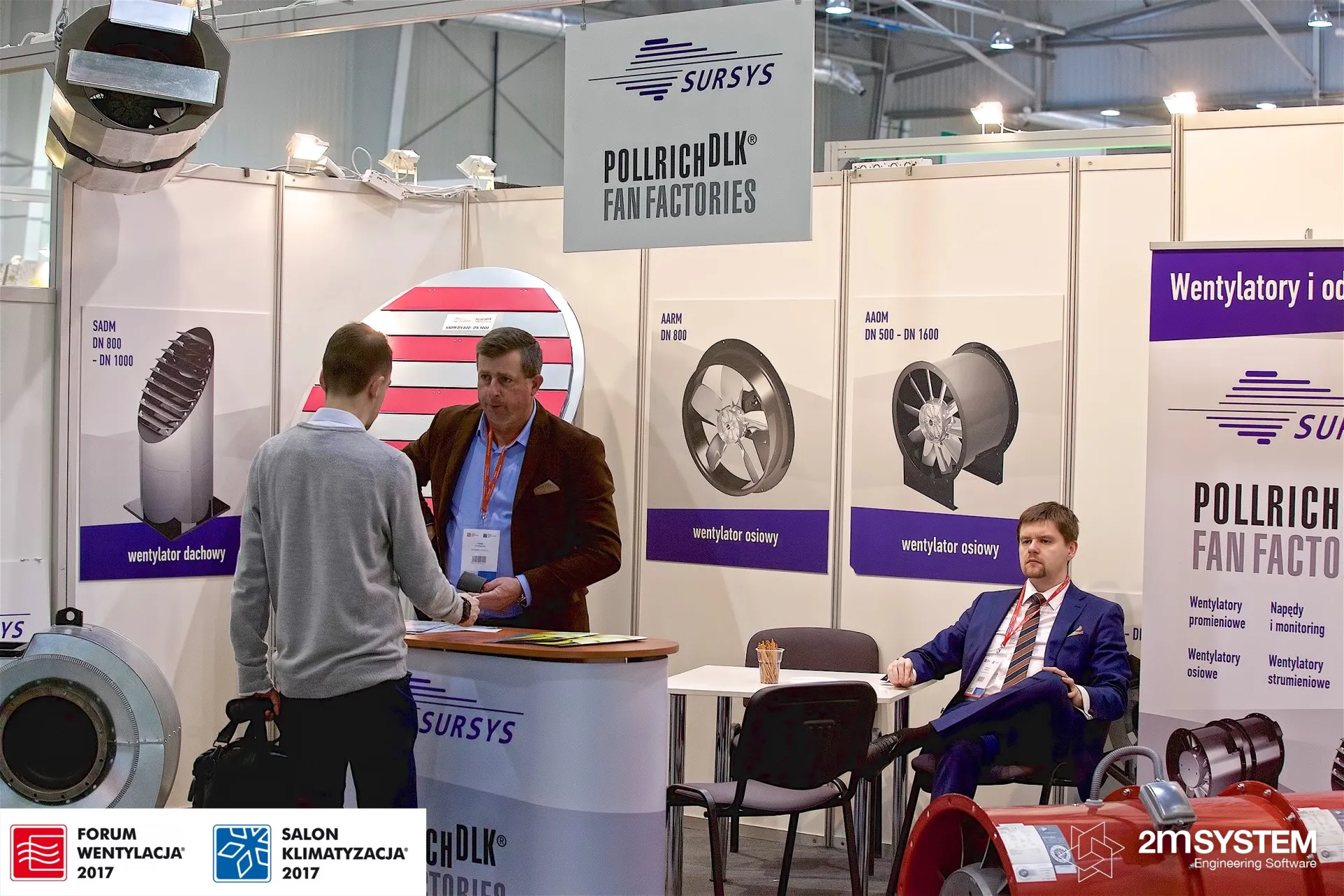 Sursys stand with Pollrich DLK roof and axial fan posters at Forum Wentylacja 2017