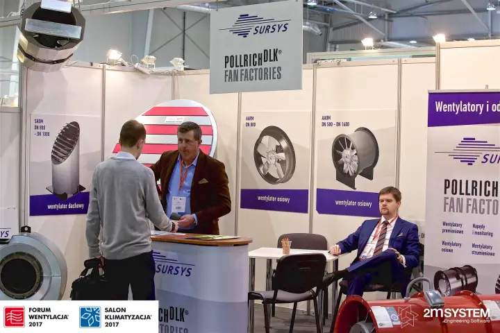 Sursys stand with Pollrich DLK roof and axial fan posters at Forum Wentylacja 2017