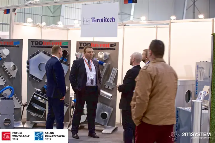 Termitech shell-scheme stand with TQDinvent display boards at Forum Wentylacja 2017