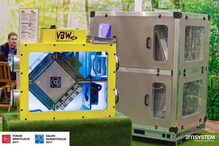 VBW Engineering yellow SPS Ecobox heat recovery unit with glass sides at Forum Wentylacja 2017