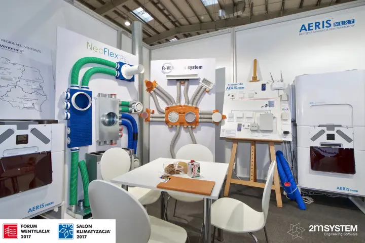 Ventermo stand with two AERIS NEXT recuperators and duct system boards at Forum Wentylacja 2017