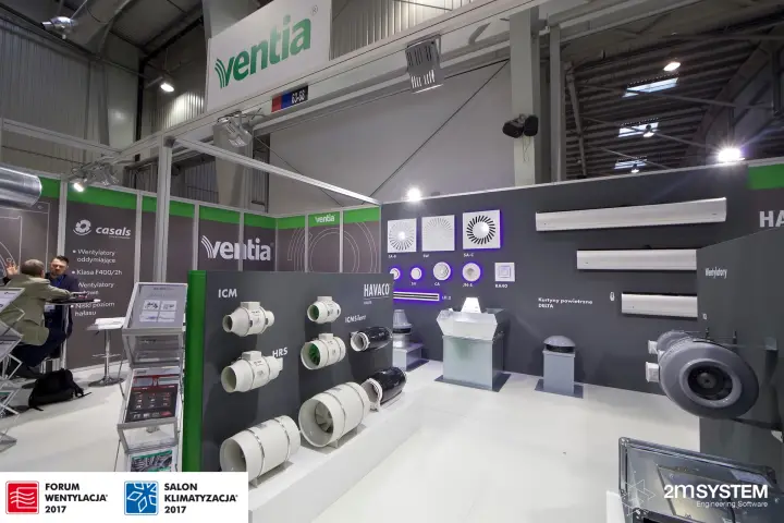 Ventia stand with Havaco inline fans, swirl diffusers and air curtains at Forum Wentylacja 2017