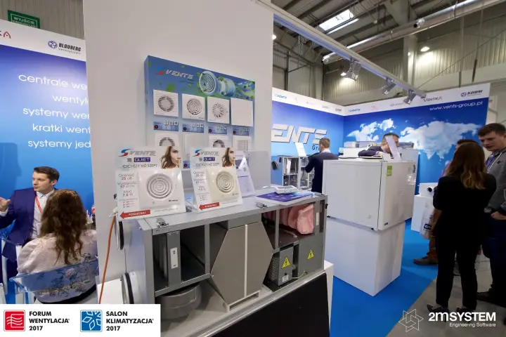 Vents Quiet bathroom fans above an opened heat recovery unit at Forum Wentylacja 2017