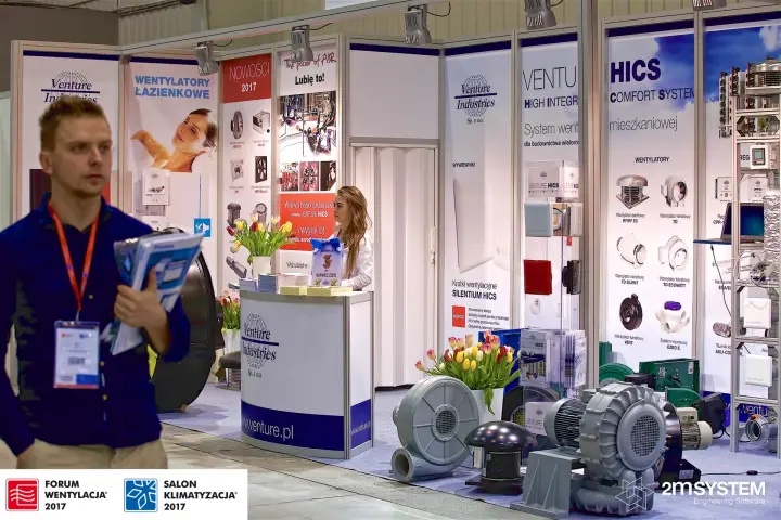 Venture Industries frontage with bathroom fan and HICS panels at Forum Wentylacja 2017