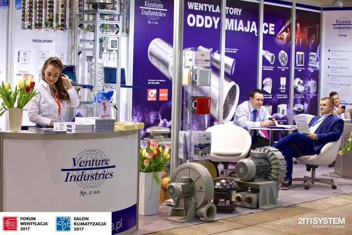Venture Industries stand under the "WENTYLATORY ODDYMIAJĄCE" banner at Forum Wentylacja 2017
