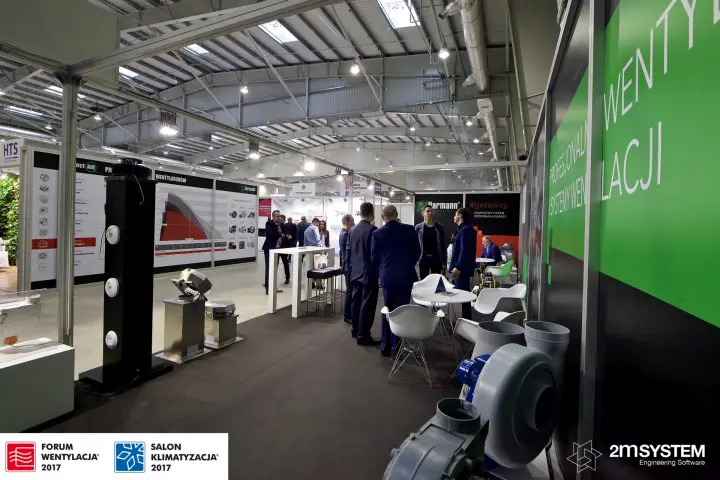 View across the Harmann stand from its plastic centrifugal fans at Forum Wentylacja 2017