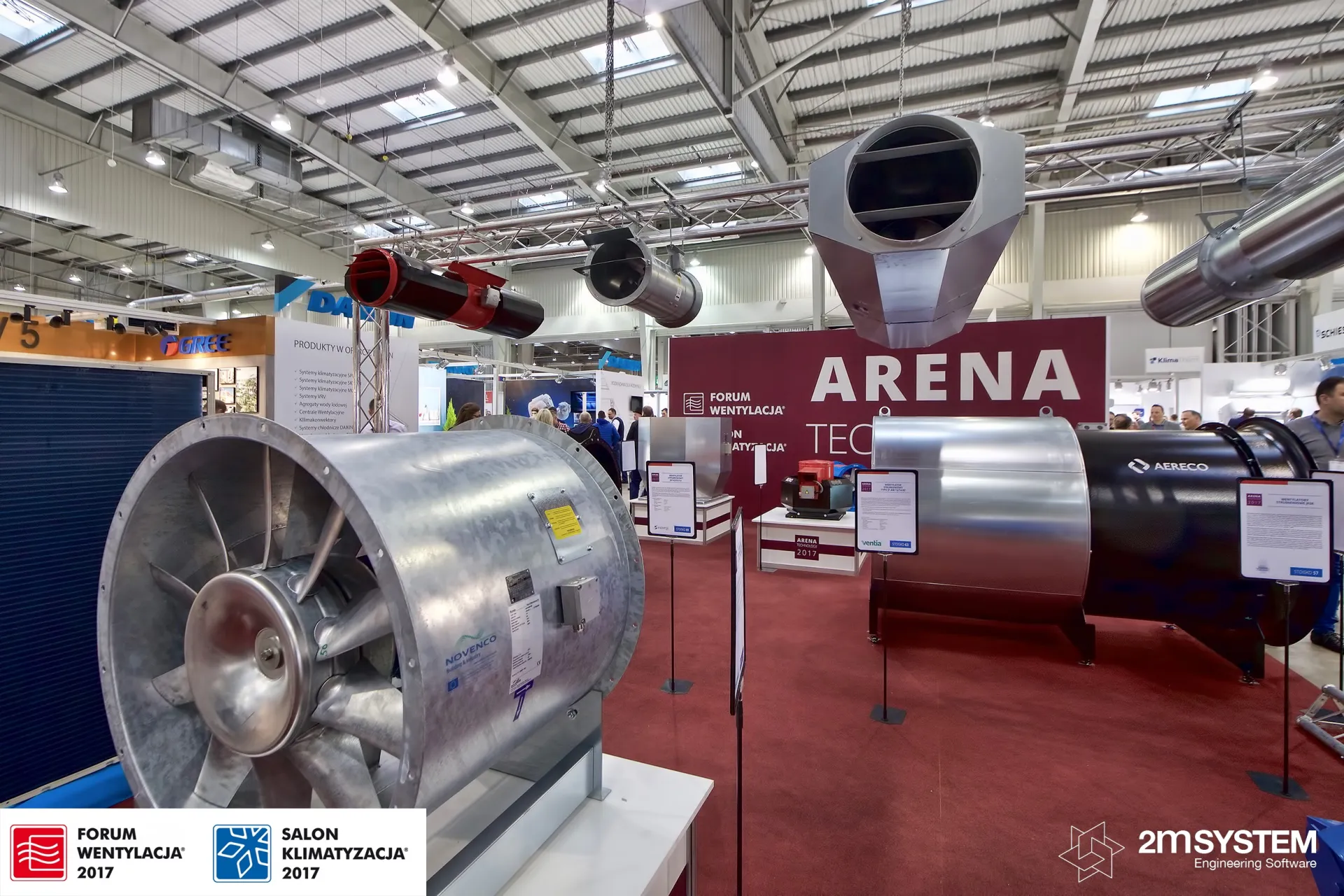 Wide view of the Arena Technology fan showcase with Novenco unit at Forum Wentylacja 2017