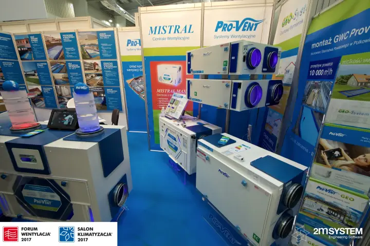 Wide view of Pro-Vent Mistral units and GEO-System banners