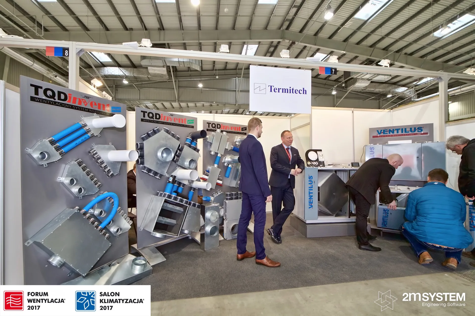 Wide view of Termitech duct distribution and Ventilus units at Forum Wentylacja 2017