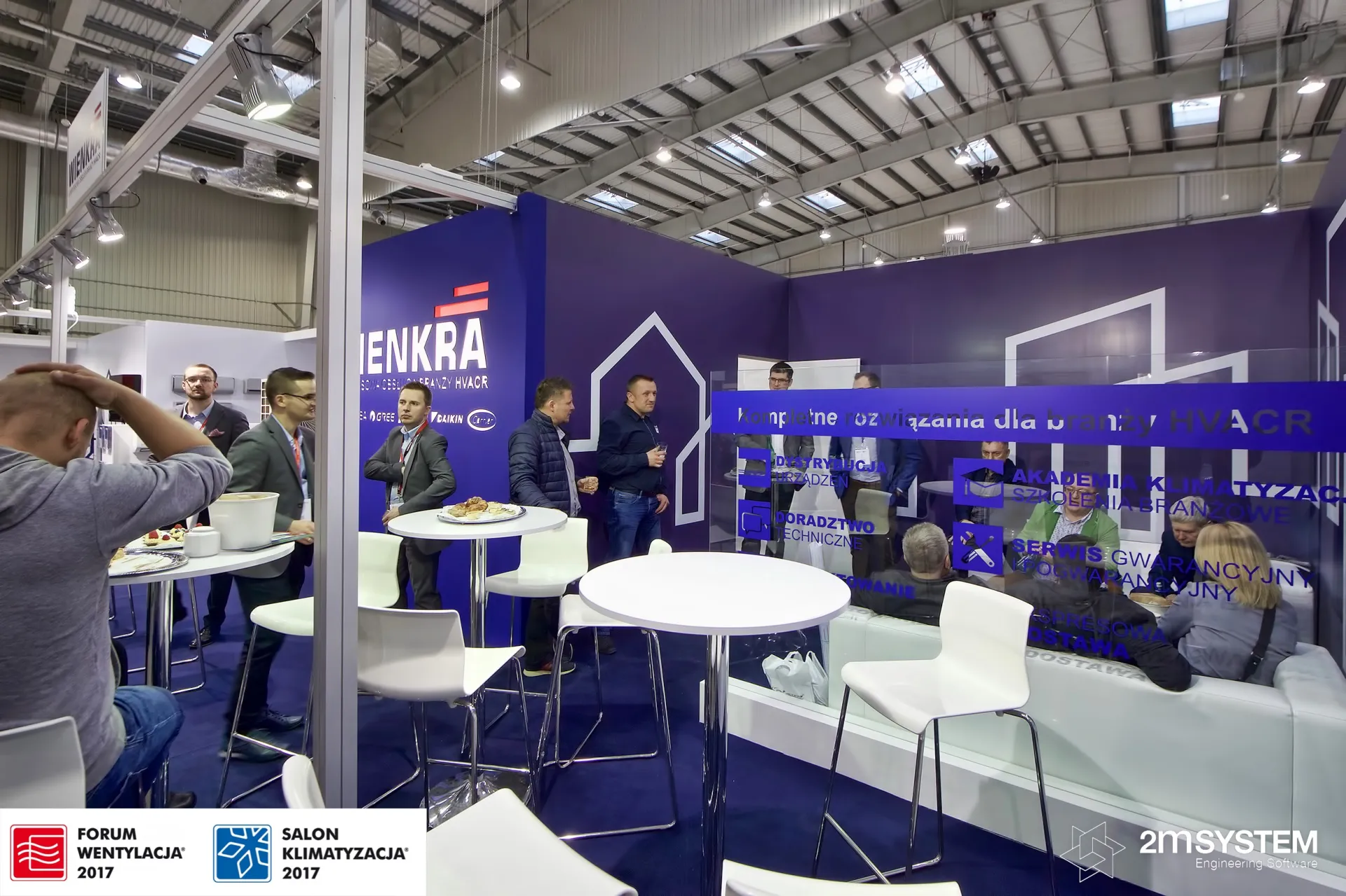 Wienkra meeting area with glass wall listing HVACR services at Forum Wentylacja 2017