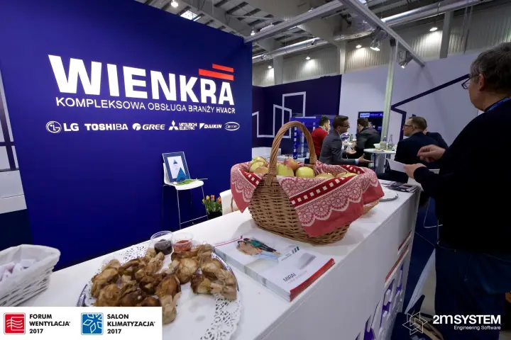 Wienkra wall with LG, Toshiba, Gree, Mitsubishi, Daikin and Carrier logos at Forum Wentylacja 2017