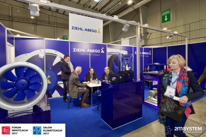 Ziehl-Abegg stand with axial fan and "The Royal League" walls at Forum Wentylacja 2017