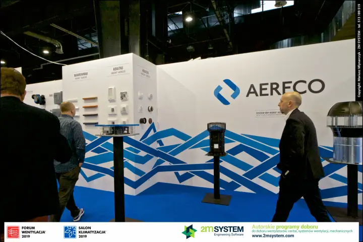 Aereco wall of Higro and Preso vents and grilles with roof fans at Forum Wentylacja 2019