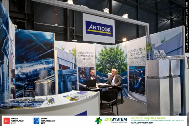Anticor insulation stand with clad duct samples at Forum Wentylacja 2019
