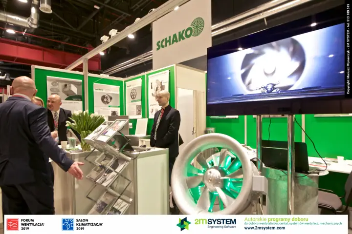 Axial fan lit in green at the Schako stand