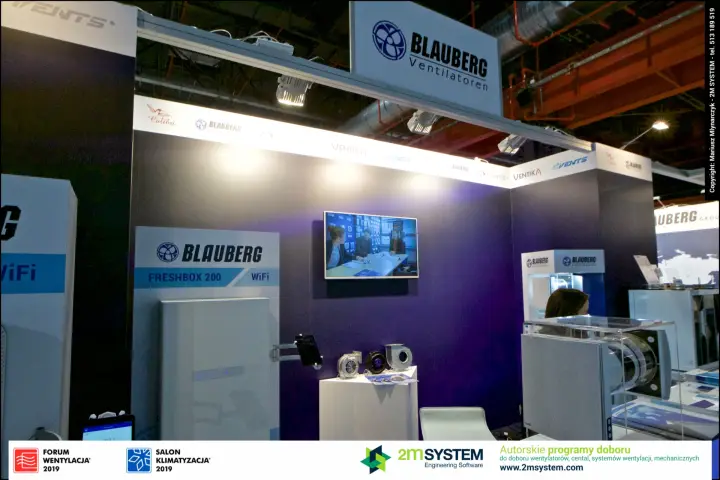 Blauberg Freshbox 200 WiFi totem and centrifugal fans on a plinth