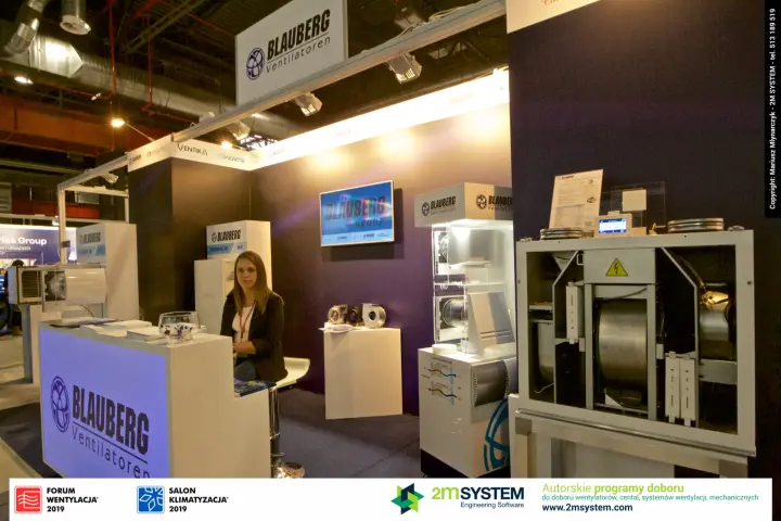 Blauberg heat recovery unit with open front beside the stand counter