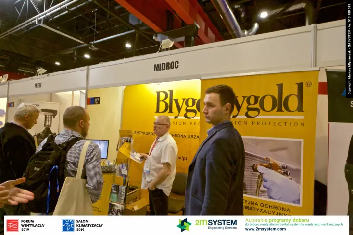 Blygold corrosion protection banners at the Midroc stand 137 at Forum Wentylacja 2019