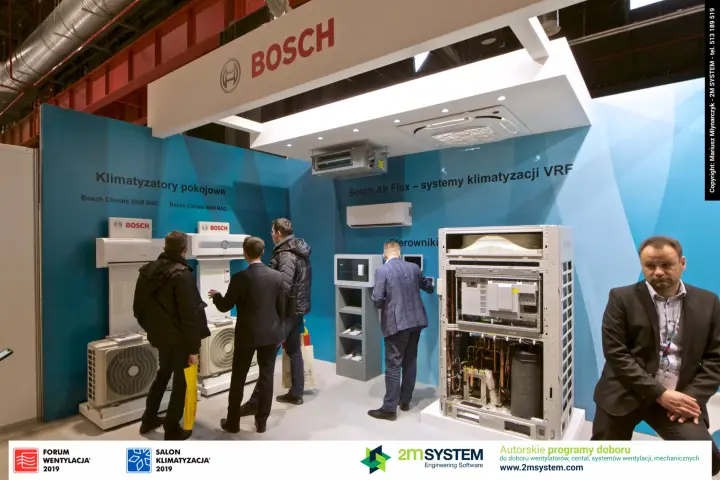Bosch room air conditioners and an open Air Flux VRF outdoor unit