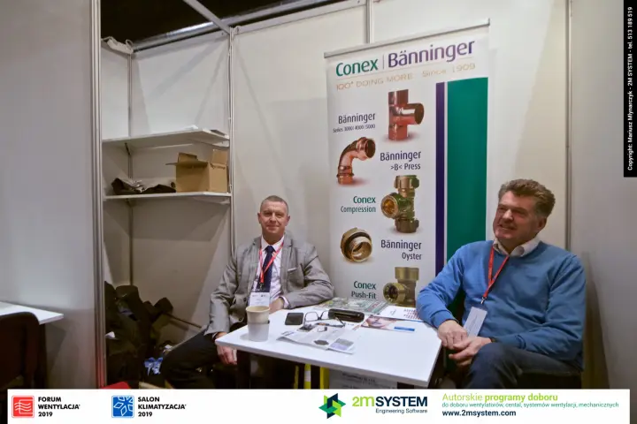 Conex Bänninger staff by roll-up of press and push-fit fittings at Forum Wentylacja 2019