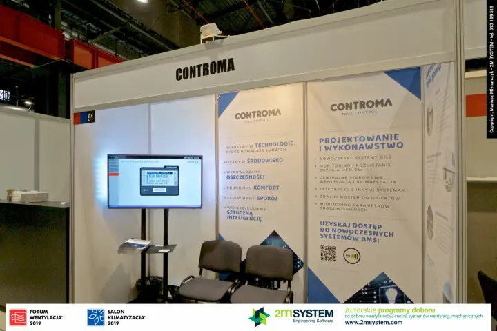 Controma stand 51 presenting BMS design and a virtual operator panel at Forum Wentylacja 2019
