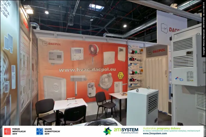 Dacpol HVAC components banner and enclosure cooling units at Forum Wentylacja 2019