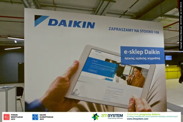 Daikin e-shop banner inviting visitors to stand 108 at Forum Wentylacja 2019