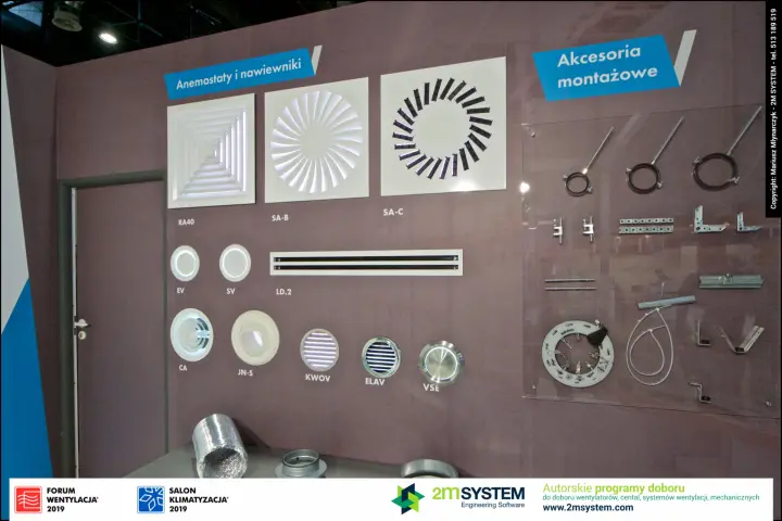 Diffuser wall 'Anemostaty i nawiewniki' with mounting accessories