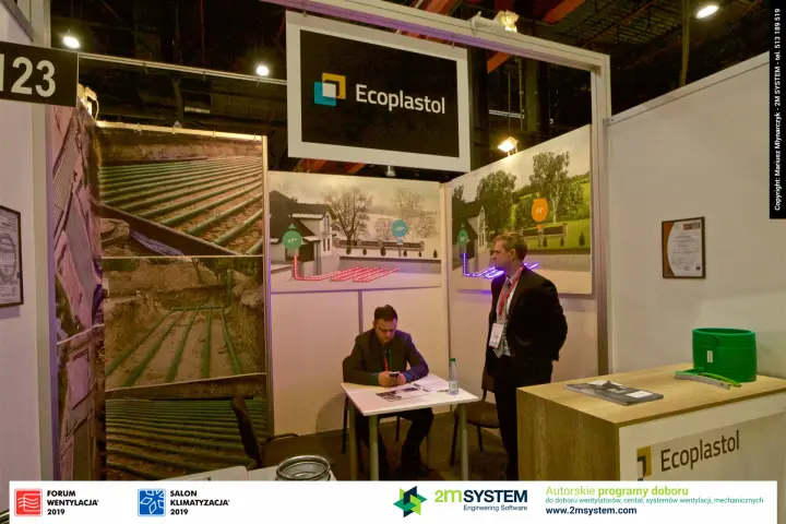 Ecoplastol stand 123 with ground heat exchanger installation photos at Forum Wentylacja 2019