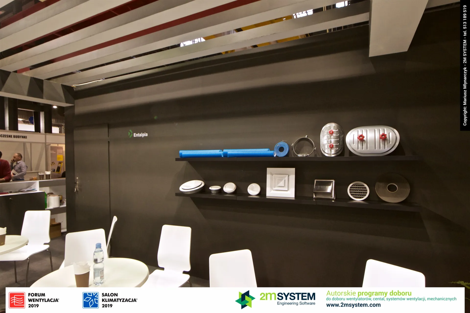 Entalpia shelf display of diffusers, grilles and duct accessories at Forum Wentylacja 2019