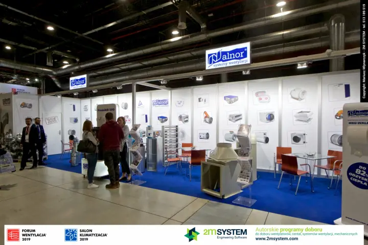 Full frontage of the Alnor stand with PremAIR-500 and HRU-WALL units at Forum Wentylacja 2019