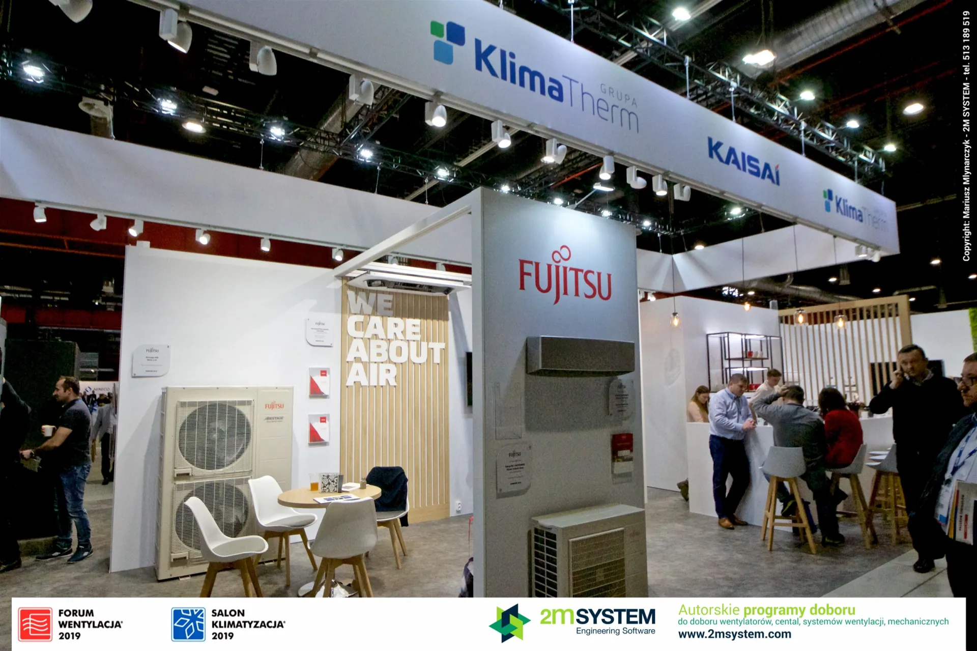 Grupa Klima-Therm stand with Fujitsu units and the We Care About Air wall at Forum Wentylacja 2019