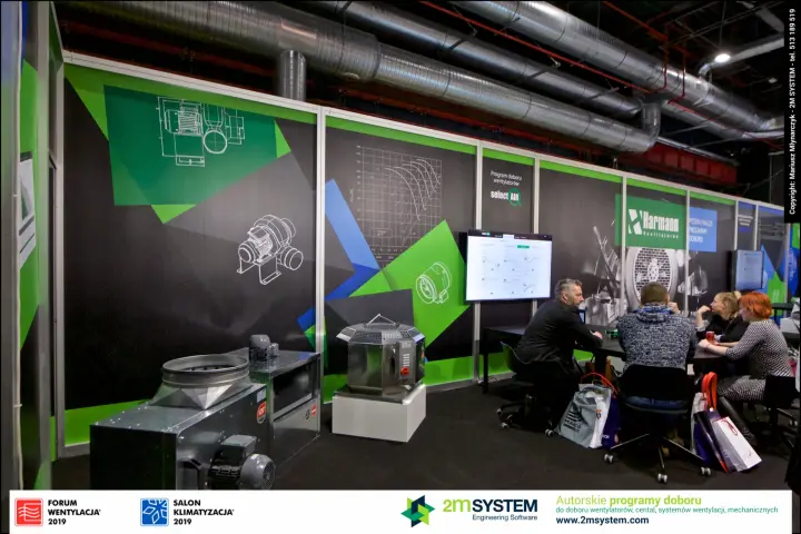 Harmann fan display beside a screen running select AIR software at Forum Wentylacja 2019