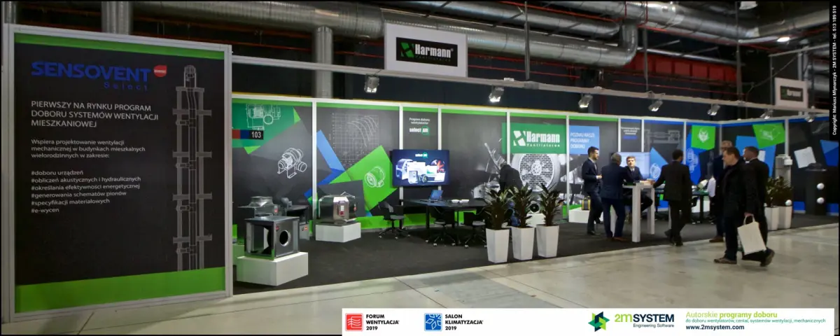 Harmann stand 103 with the Sensovent Select selection software board at Forum Wentylacja 2019