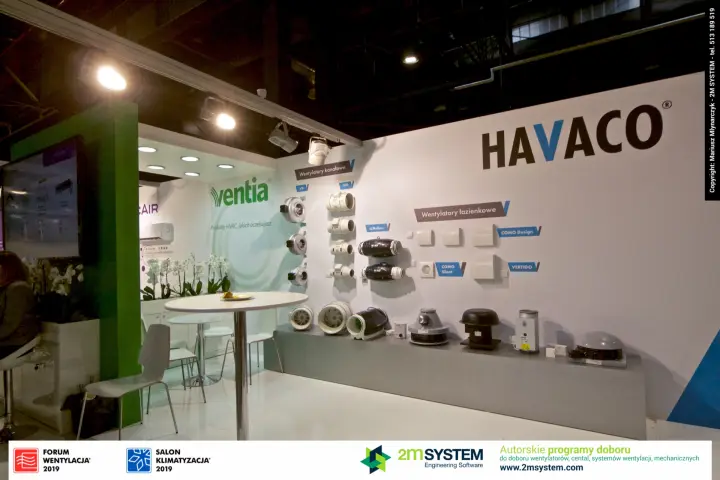 Havaco fan wall on the Ventia stand at Forum Wentylacja 2019