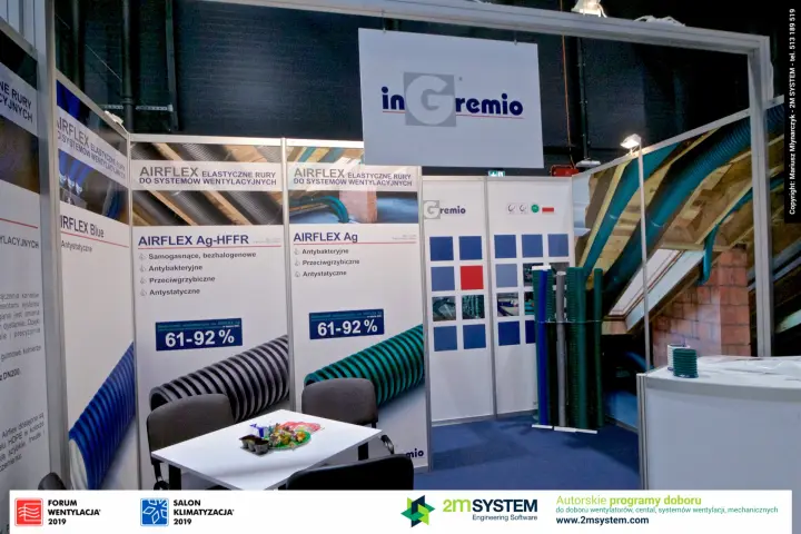 inGremio stand presenting Airflex flexible ventilation pipes at Forum Wentylacja 2019