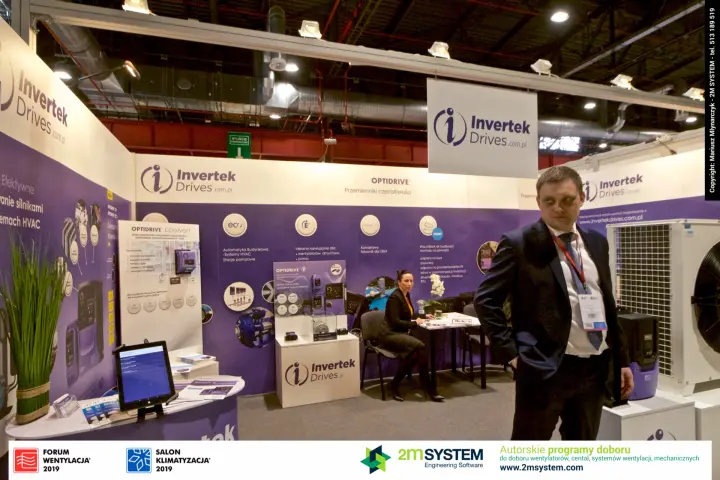 Inside the Invertek Drives booth with Optidrive Coolvert displays at Forum Wentylacja 2019