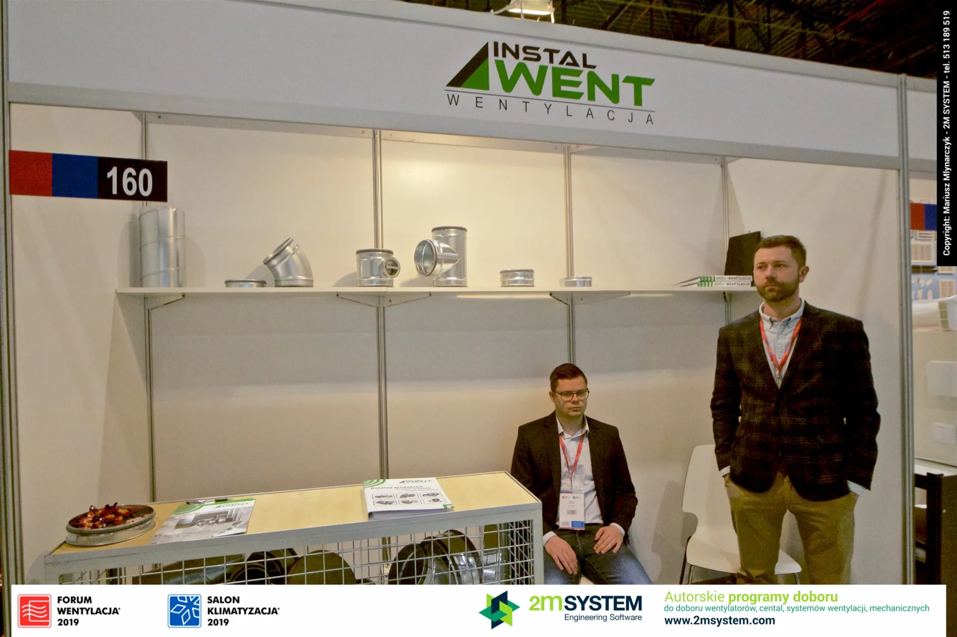 Instal-Went stand 160 with galvanised spiral duct fittings on a shelf at Forum Wentylacja 2019