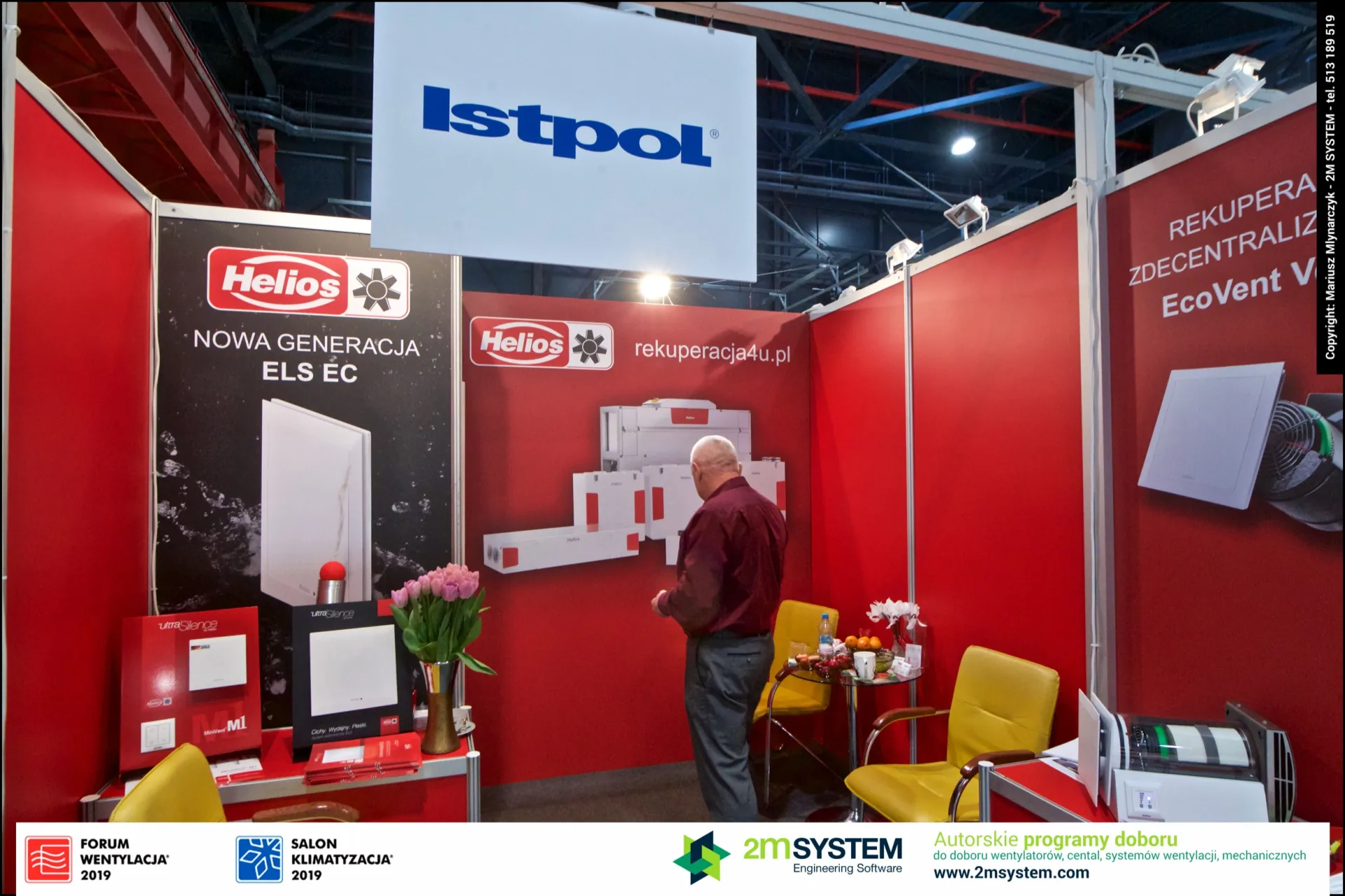Istpol stand with Helios ELS EC and decentralised recuperator graphics at Forum Wentylacja 2019