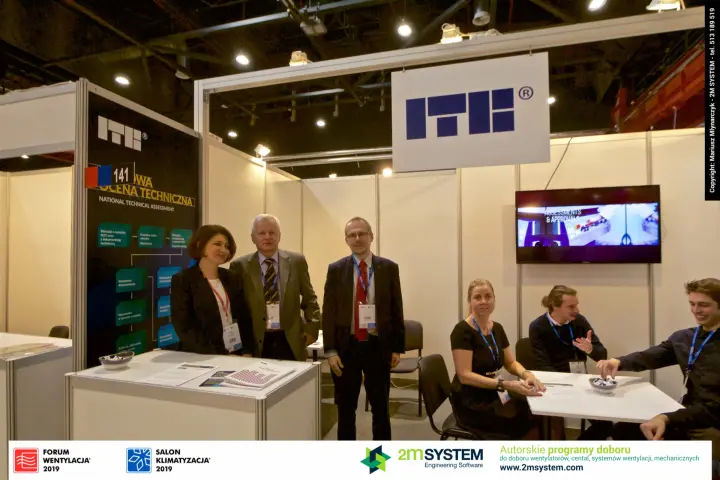 ITB stand 141 team beside its national technical assessment board at Forum Wentylacja 2019