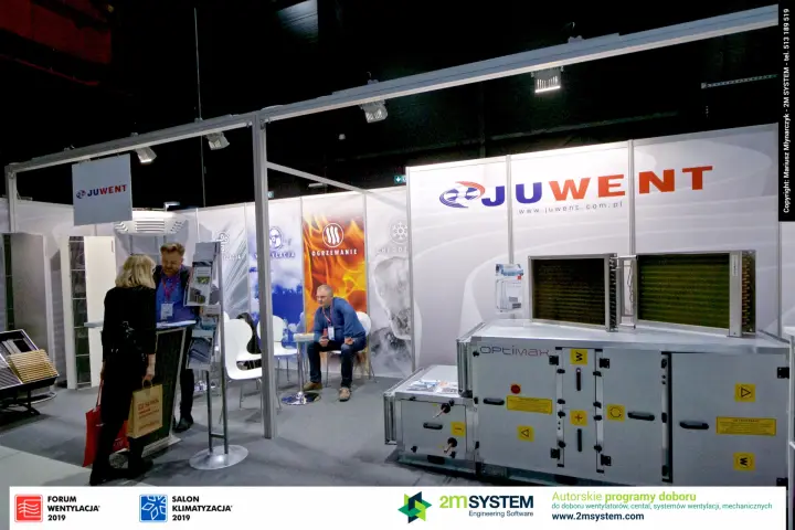 Juwent stand with an OPTIMAX air handling unit and heating coils at Forum Wentylacja 2019