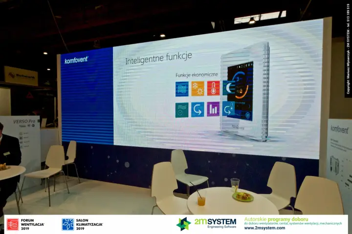 Komfovent LED wall presenting smart controller functions
