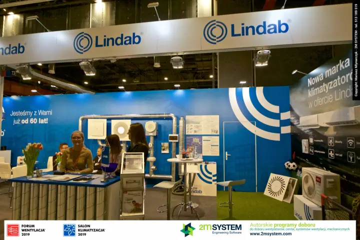 Lindab stand with diffusers, spiral duct and TCL air conditioner at Forum Wentylacja 2019
