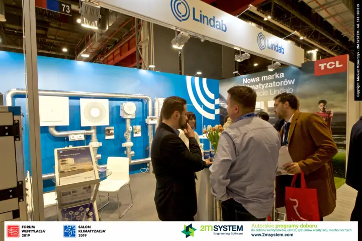 Lindab stand with the TCL banner announcing a new air-conditioner brand at Forum Wentylacja 2019
