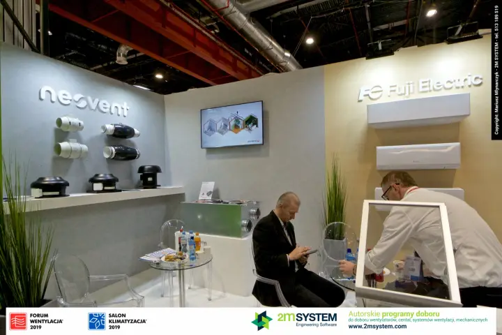 Neovent fans and Fuji Electric split units in one shared corner at Forum Wentylacja 2019
