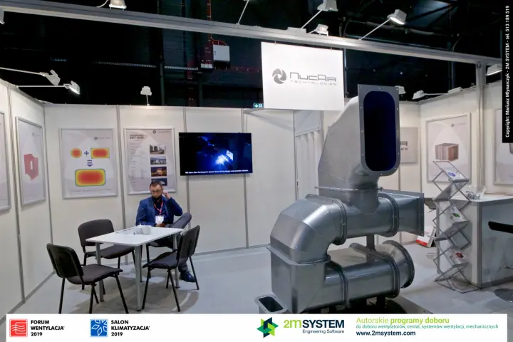 NucAir Technologies stand with a large galvanised duct assembly