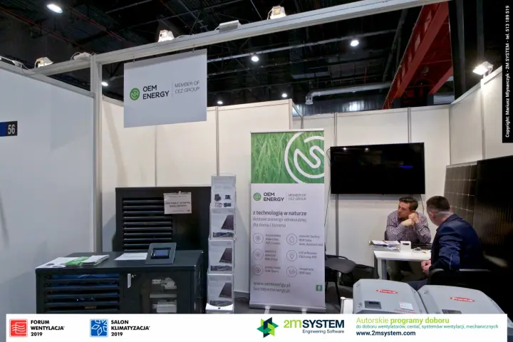 OEM Energy stand 56 with roll-up slogan "z technologią w naturze" at Forum Wentylacja 2019